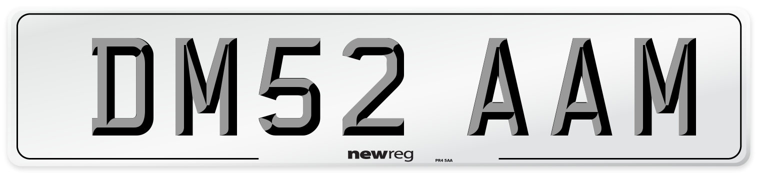 DM52 AAM Number Plate from New Reg